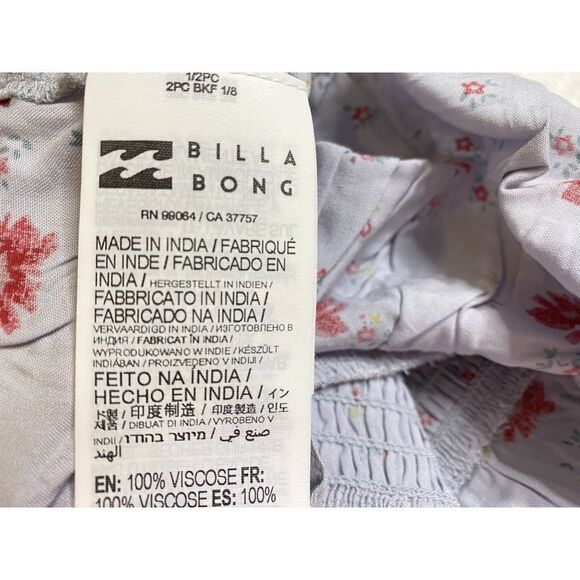 Billabong After Hours Blue Floral Smocked Waist Camisole Sz M 10 Stretch  NEW - Picture 9 of 10